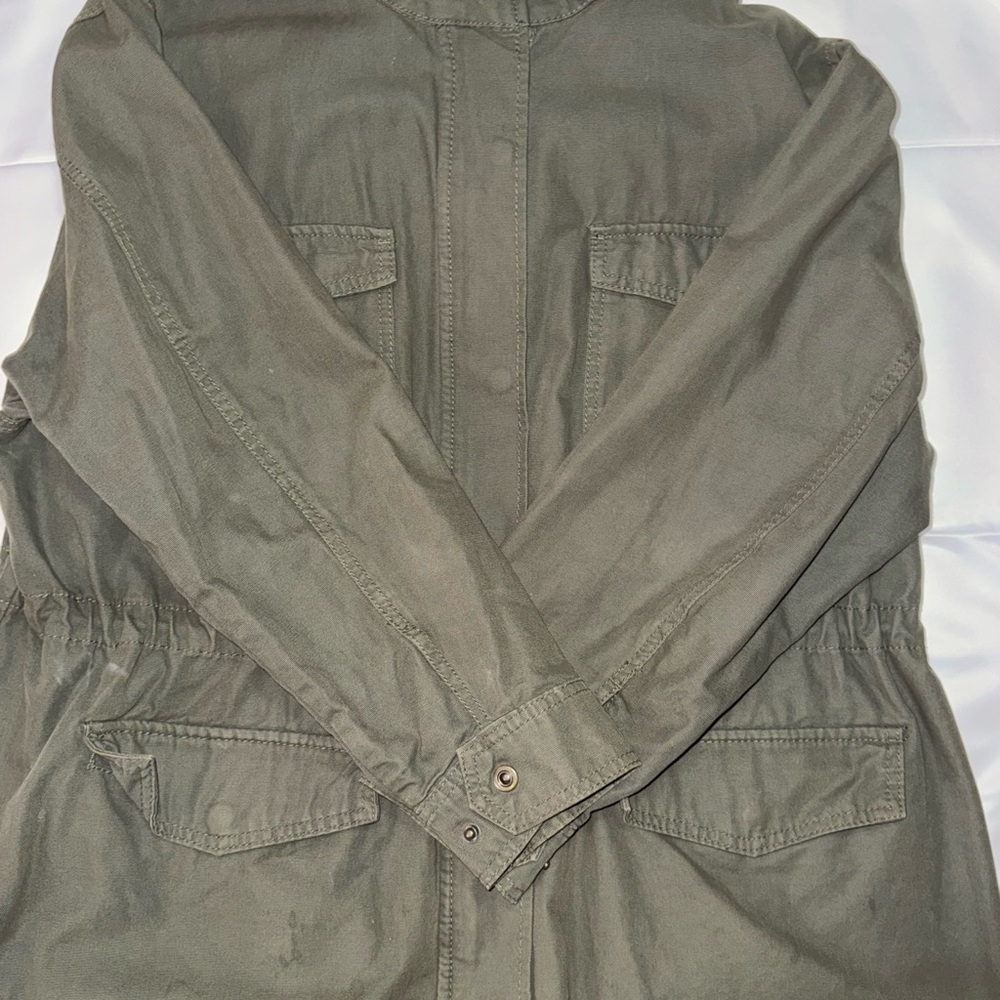 Ava & Viv Green Utility Jacket with Collared Neckline